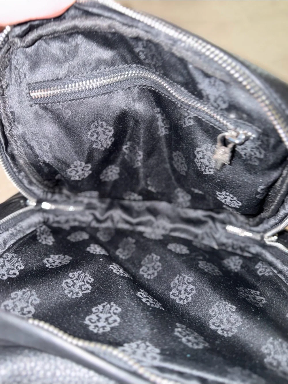 Chrome Hearts Black Backpack with Multicolor Cross Appliqués